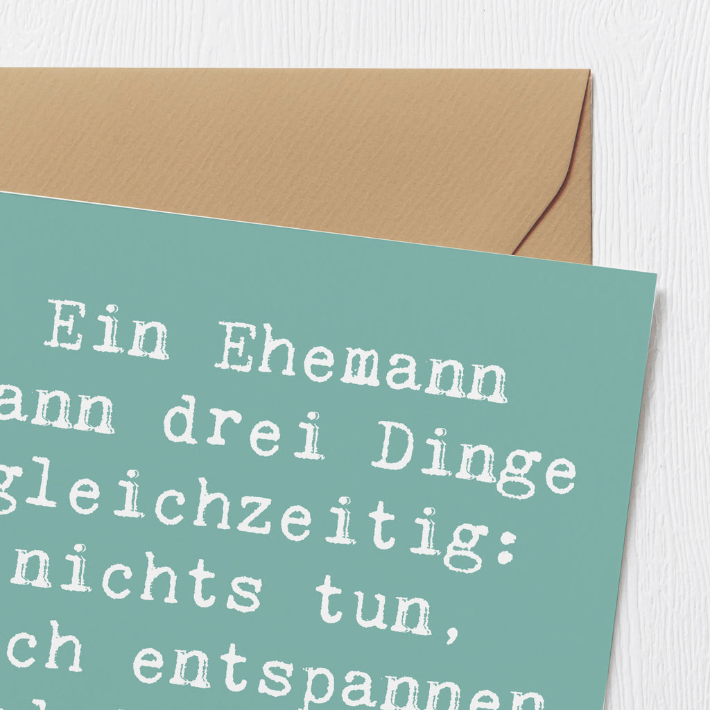 Deluxe Karte Spruch Ehemann Fähigkeiten Karte, Grußkarte, Klappkarte, Einladungskarte, Glückwunschkarte, Hochzeitskarte, Geburtstagskarte, Hochwertige Grußkarte, Hochwertige Klappkarte, Familie, Vatertag, Muttertag, Bruder, Schwester, Mama, Papa, Oma, Opa