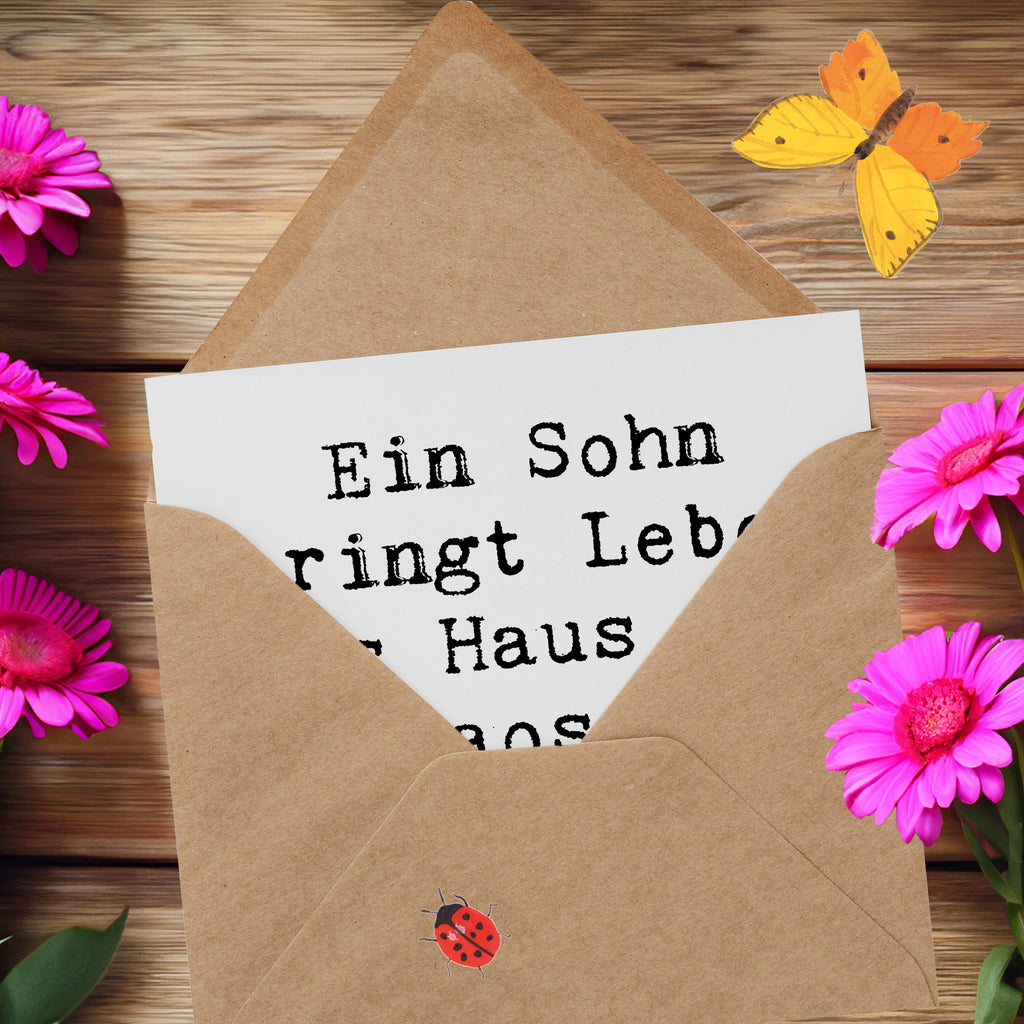 Deluxe Karte Spruch Lebhafter Sohn Karte, Grußkarte, Klappkarte, Einladungskarte, Glückwunschkarte, Hochzeitskarte, Geburtstagskarte, Hochwertige Grußkarte, Hochwertige Klappkarte, Familie, Vatertag, Muttertag, Bruder, Schwester, Mama, Papa, Oma, Opa