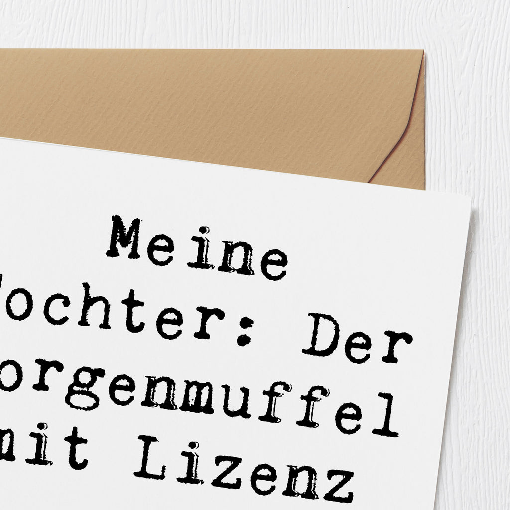 Deluxe Karte Spruch Tochter Morgenmuffel Karte, Grußkarte, Klappkarte, Einladungskarte, Glückwunschkarte, Hochzeitskarte, Geburtstagskarte, Hochwertige Grußkarte, Hochwertige Klappkarte, Familie, Vatertag, Muttertag, Bruder, Schwester, Mama, Papa, Oma, Opa