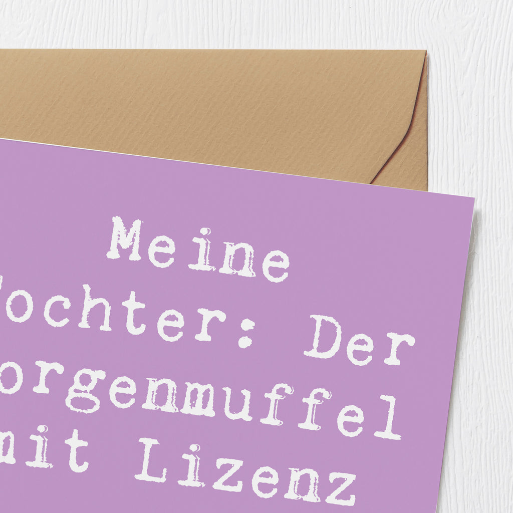 Deluxe Karte Spruch Tochter Morgenmuffel Karte, Grußkarte, Klappkarte, Einladungskarte, Glückwunschkarte, Hochzeitskarte, Geburtstagskarte, Hochwertige Grußkarte, Hochwertige Klappkarte, Familie, Vatertag, Muttertag, Bruder, Schwester, Mama, Papa, Oma, Opa