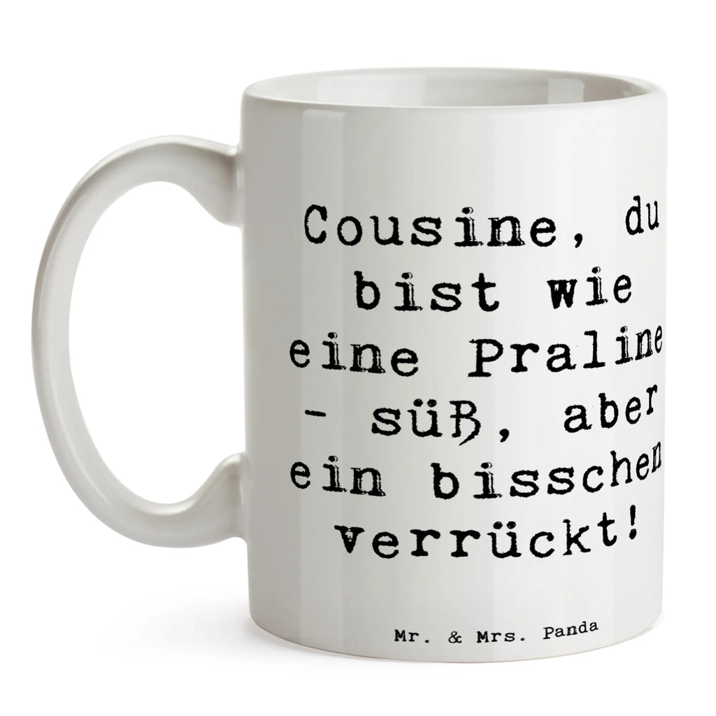 Tasse Spruch Cousine Praline Tasse, Kaffeetasse, Teetasse, Becher, Kaffeebecher, Teebecher, Keramiktasse, Porzellantasse, Büro Tasse, Geschenk Tasse, Tasse Sprüche, Tasse Motive, Kaffeetassen, Tasse bedrucken, Designer Tasse, Cappuccino Tassen, Schöne Teetassen, Familie, Vatertag, Muttertag, Bruder, Schwester, Mama, Papa, Oma, Opa