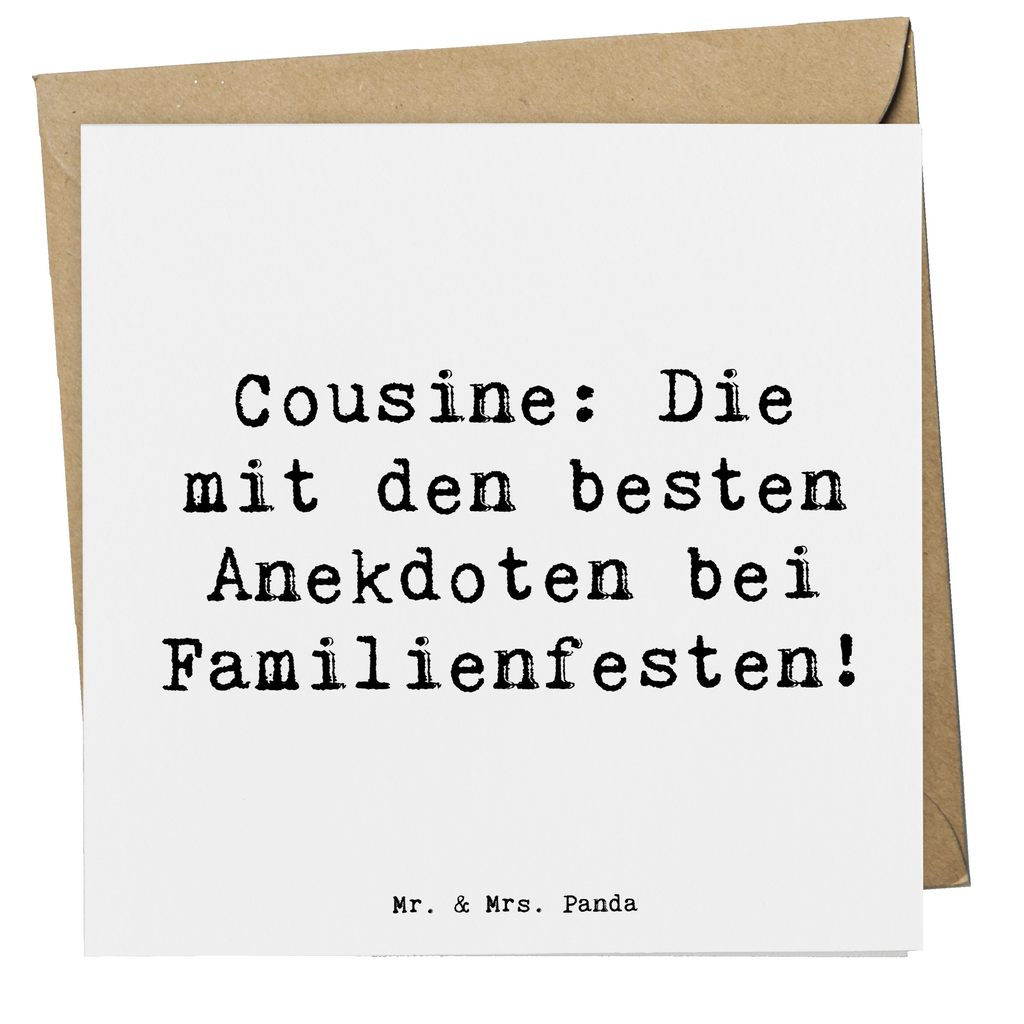 Deluxe Karte Spruch Cousine Anekdoten Karte, Grußkarte, Klappkarte, Einladungskarte, Glückwunschkarte, Hochzeitskarte, Geburtstagskarte, Hochwertige Grußkarte, Hochwertige Klappkarte, Familie, Vatertag, Muttertag, Bruder, Schwester, Mama, Papa, Oma, Opa