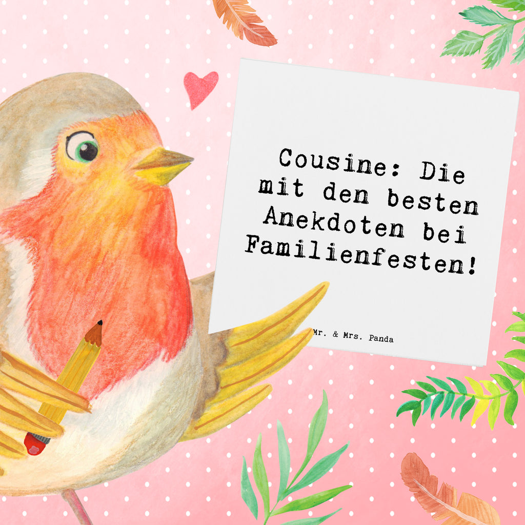 Deluxe Karte Spruch Cousine Anekdoten Karte, Grußkarte, Klappkarte, Einladungskarte, Glückwunschkarte, Hochzeitskarte, Geburtstagskarte, Hochwertige Grußkarte, Hochwertige Klappkarte, Familie, Vatertag, Muttertag, Bruder, Schwester, Mama, Papa, Oma, Opa