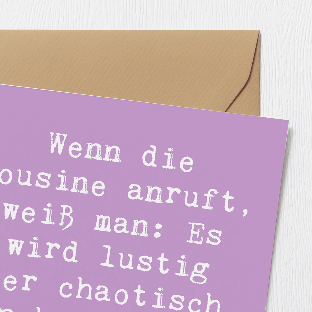 Deluxe Karte Spruch Cousine Abenteuer Karte, Grußkarte, Klappkarte, Einladungskarte, Glückwunschkarte, Hochzeitskarte, Geburtstagskarte, Hochwertige Grußkarte, Hochwertige Klappkarte, Familie, Vatertag, Muttertag, Bruder, Schwester, Mama, Papa, Oma, Opa