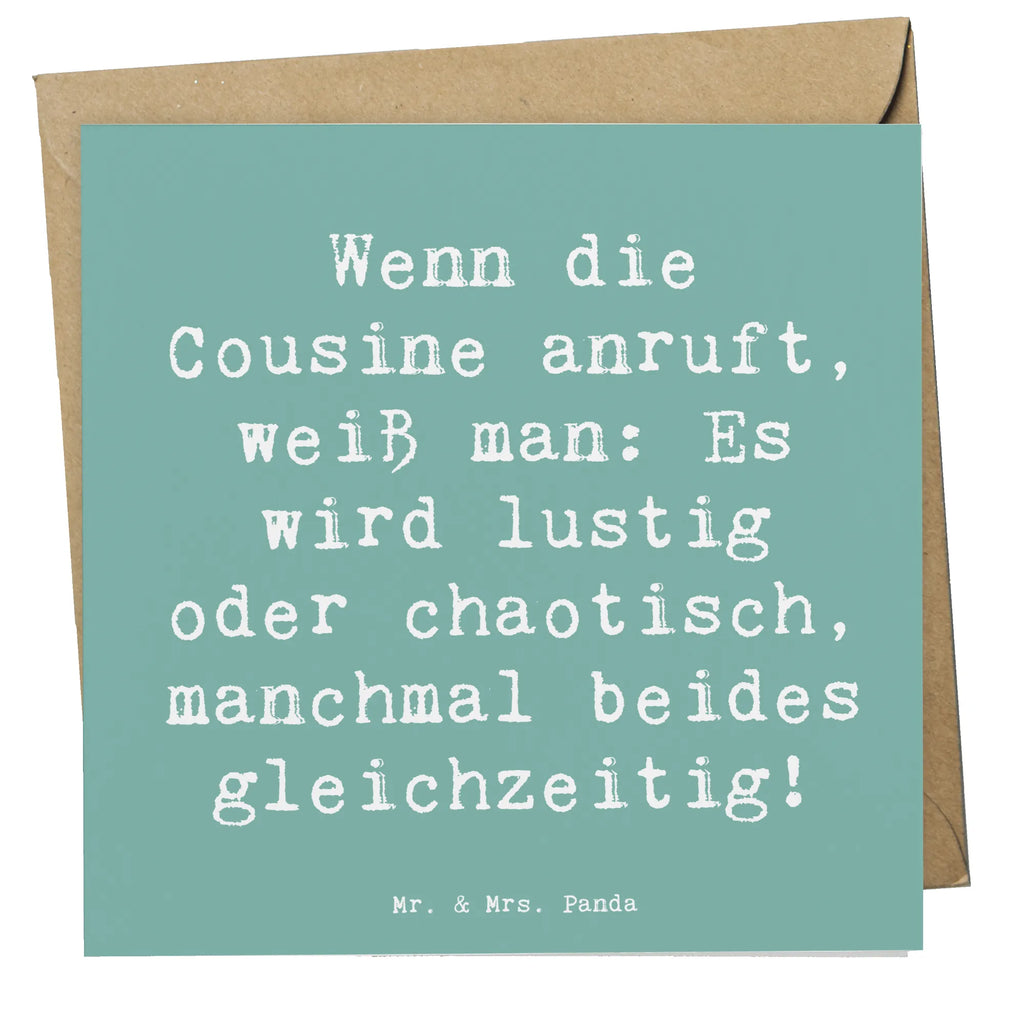 Deluxe Karte Spruch Cousine Abenteuer Karte, Grußkarte, Klappkarte, Einladungskarte, Glückwunschkarte, Hochzeitskarte, Geburtstagskarte, Hochwertige Grußkarte, Hochwertige Klappkarte, Familie, Vatertag, Muttertag, Bruder, Schwester, Mama, Papa, Oma, Opa