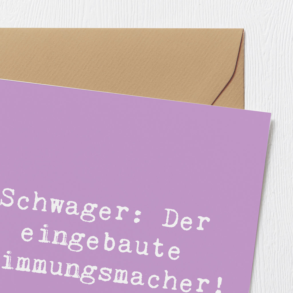 Deluxe Karte Spruch Schwager: Der eingebaute Stimmungsmacher! Karte, Grußkarte, Klappkarte, Einladungskarte, Glückwunschkarte, Hochzeitskarte, Geburtstagskarte, Hochwertige Grußkarte, Hochwertige Klappkarte, Familie, Vatertag, Muttertag, Bruder, Schwester, Mama, Papa, Oma, Opa