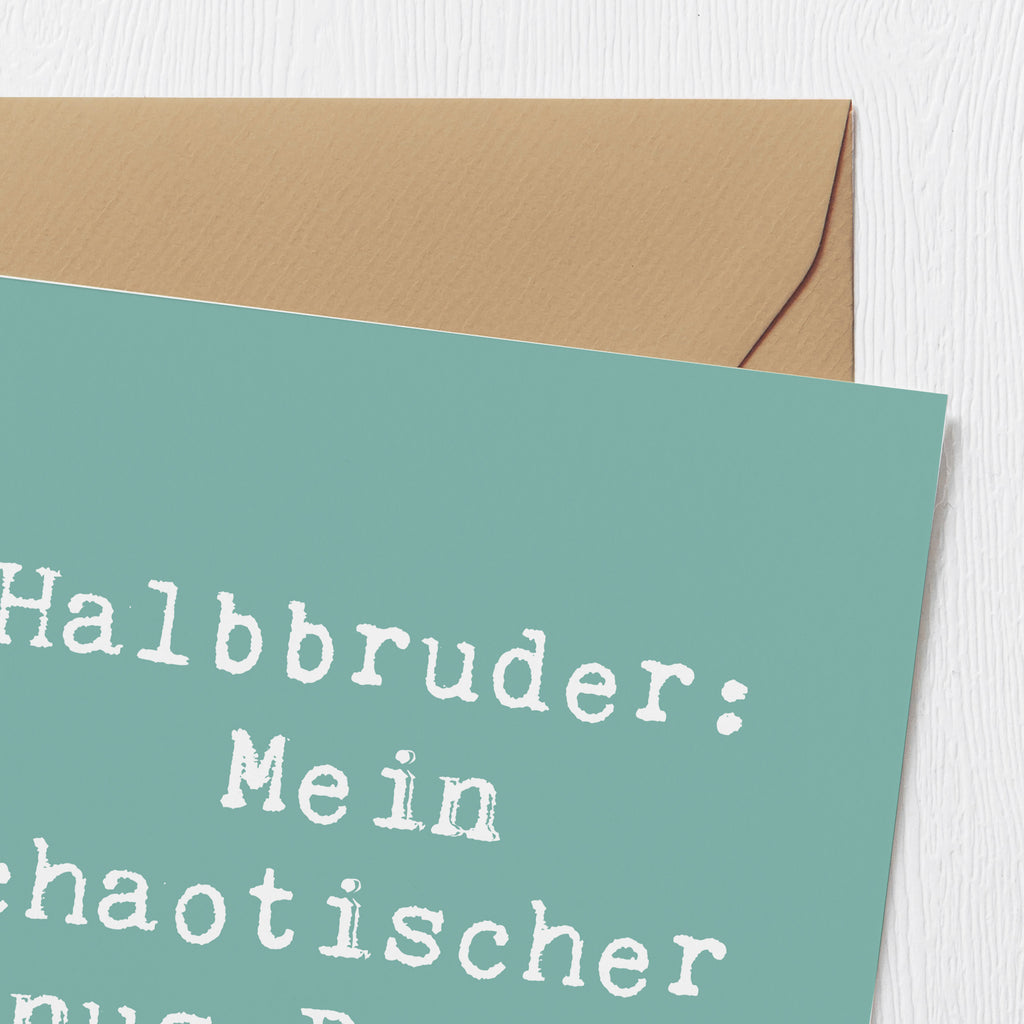 Deluxe Karte Spruch Halbbruder Chaos Karte, Grußkarte, Klappkarte, Einladungskarte, Glückwunschkarte, Hochzeitskarte, Geburtstagskarte, Hochwertige Grußkarte, Hochwertige Klappkarte, Familie, Vatertag, Muttertag, Bruder, Schwester, Mama, Papa, Oma, Opa