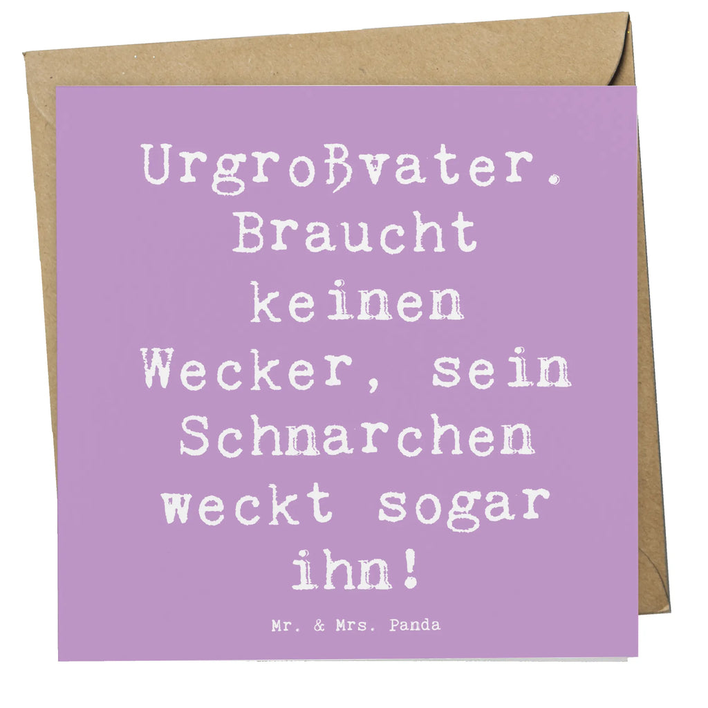 Deluxe Karte Spruch Urgroßvater Schnarchen Karte, Grußkarte, Klappkarte, Einladungskarte, Glückwunschkarte, Hochzeitskarte, Geburtstagskarte, Hochwertige Grußkarte, Hochwertige Klappkarte, Familie, Vatertag, Muttertag, Bruder, Schwester, Mama, Papa, Oma, Opa