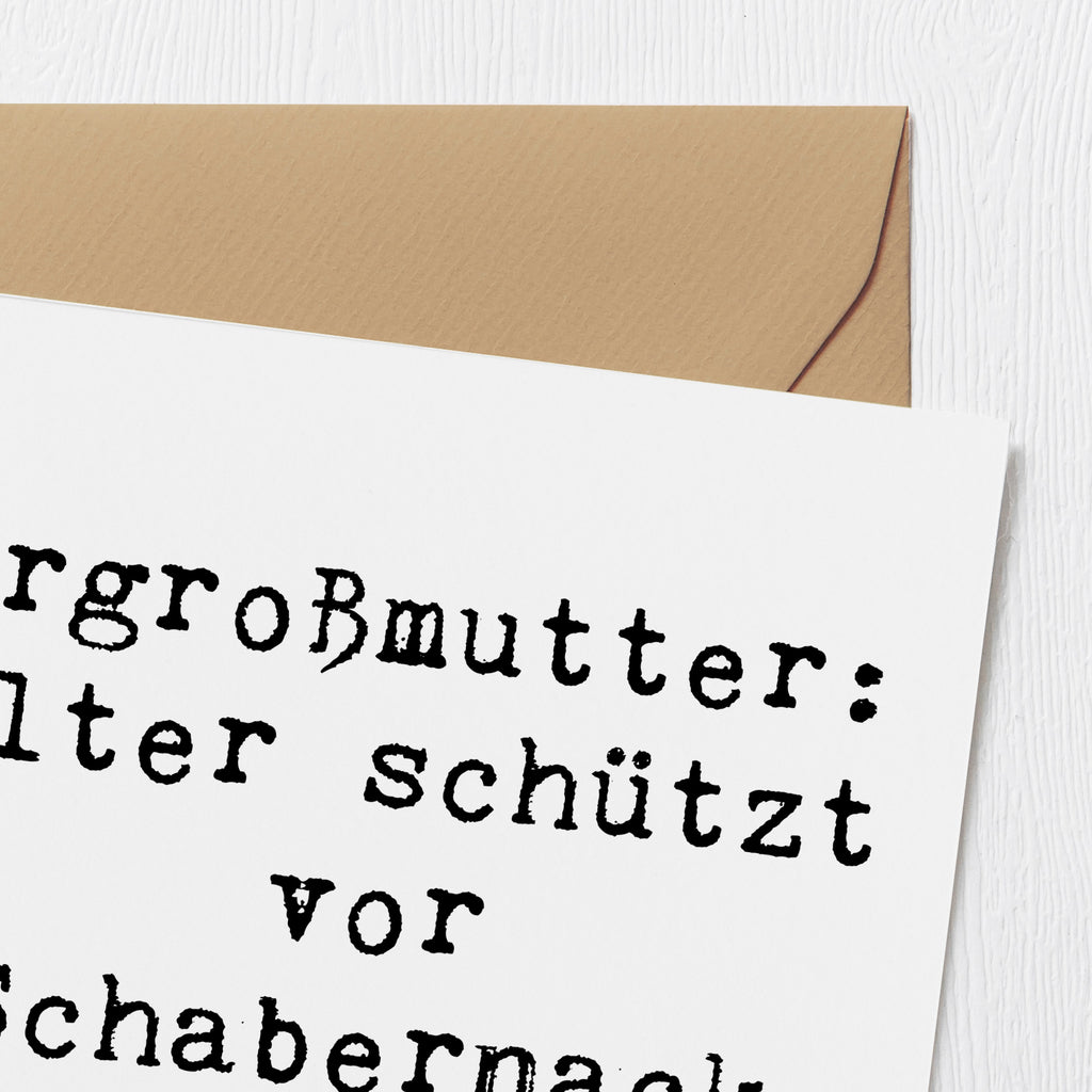 Deluxe Karte Spruch Urgroßmutter Schabernack Karte, Grußkarte, Klappkarte, Einladungskarte, Glückwunschkarte, Hochzeitskarte, Geburtstagskarte, Hochwertige Grußkarte, Hochwertige Klappkarte, Familie, Vatertag, Muttertag, Bruder, Schwester, Mama, Papa, Oma, Opa