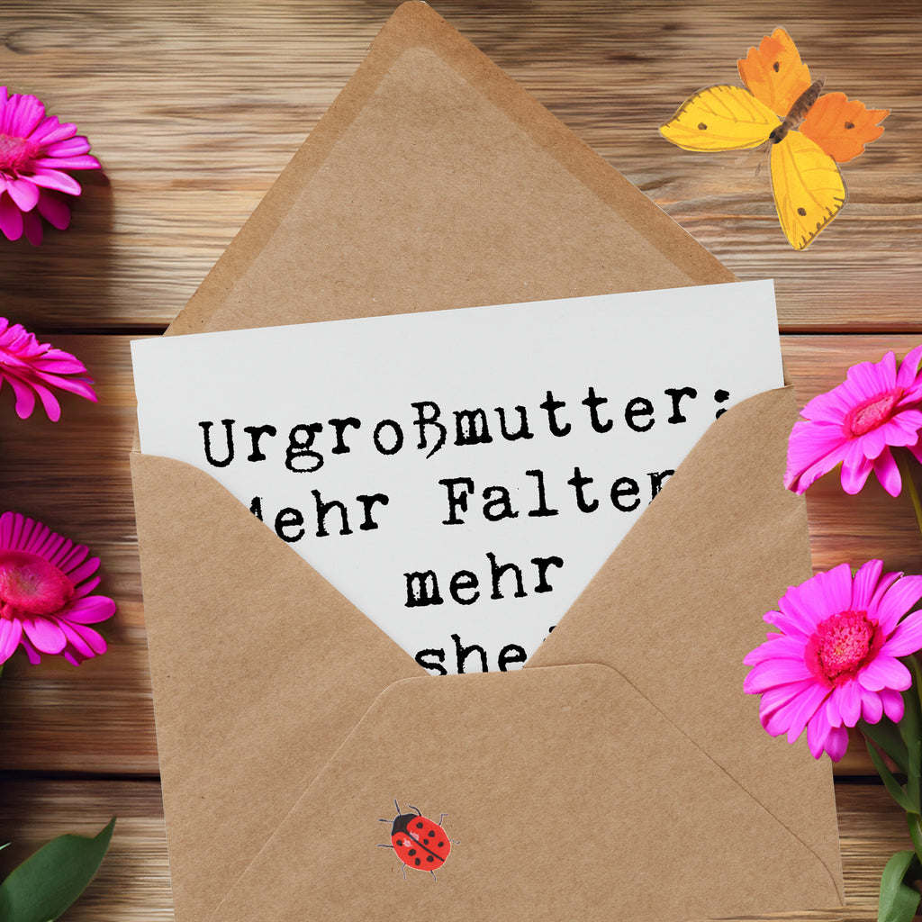 Deluxe Karte Spruch Urgroßmutter Weisheiten Karte, Grußkarte, Klappkarte, Einladungskarte, Glückwunschkarte, Hochzeitskarte, Geburtstagskarte, Hochwertige Grußkarte, Hochwertige Klappkarte, Familie, Vatertag, Muttertag, Bruder, Schwester, Mama, Papa, Oma, Opa