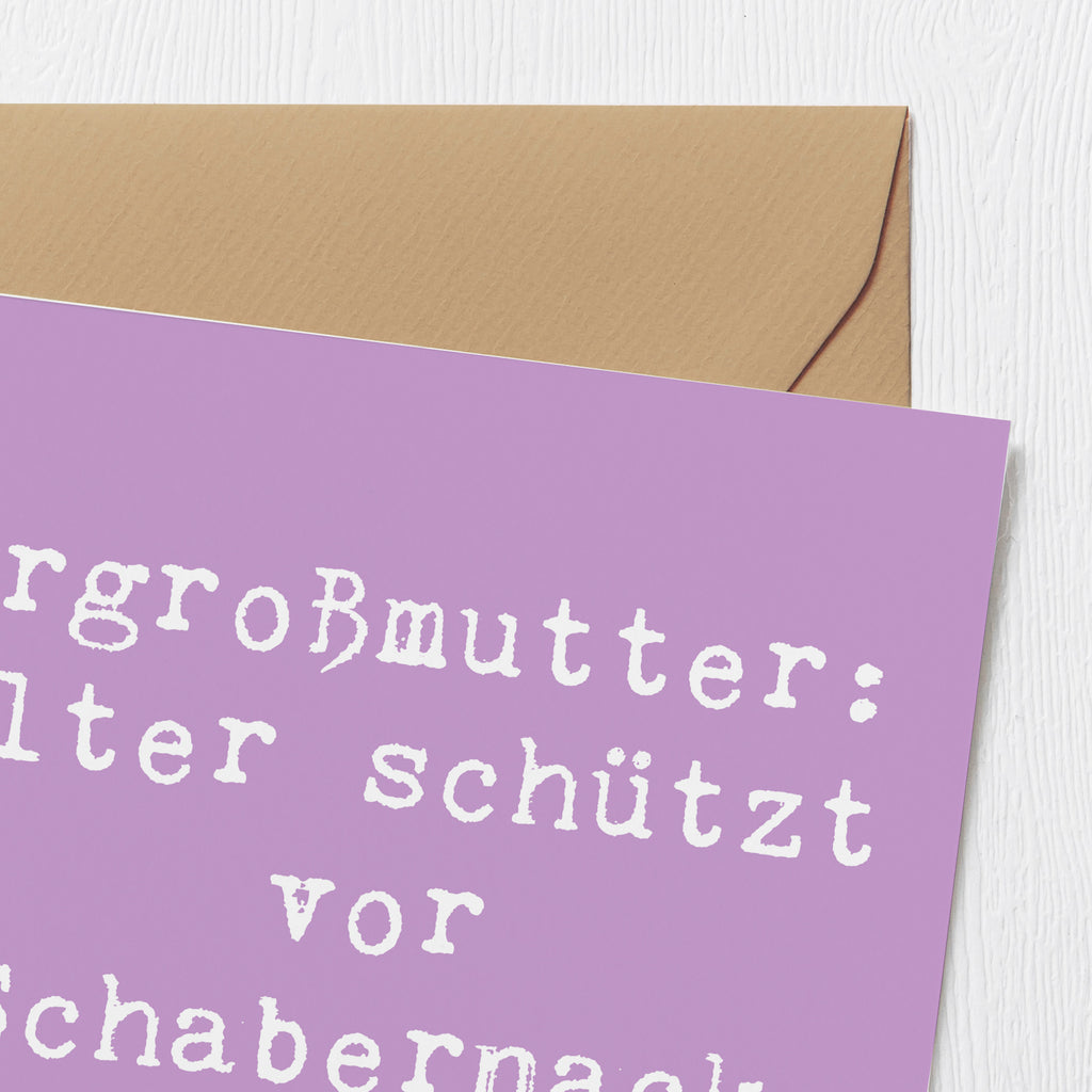 Deluxe Karte Spruch Urgroßmutter Schabernack Karte, Grußkarte, Klappkarte, Einladungskarte, Glückwunschkarte, Hochzeitskarte, Geburtstagskarte, Hochwertige Grußkarte, Hochwertige Klappkarte, Familie, Vatertag, Muttertag, Bruder, Schwester, Mama, Papa, Oma, Opa