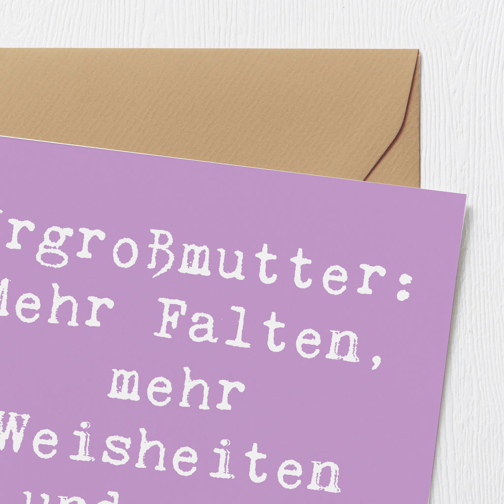 Deluxe Karte Spruch Urgroßmutter Weisheiten Karte, Grußkarte, Klappkarte, Einladungskarte, Glückwunschkarte, Hochzeitskarte, Geburtstagskarte, Hochwertige Grußkarte, Hochwertige Klappkarte, Familie, Vatertag, Muttertag, Bruder, Schwester, Mama, Papa, Oma, Opa