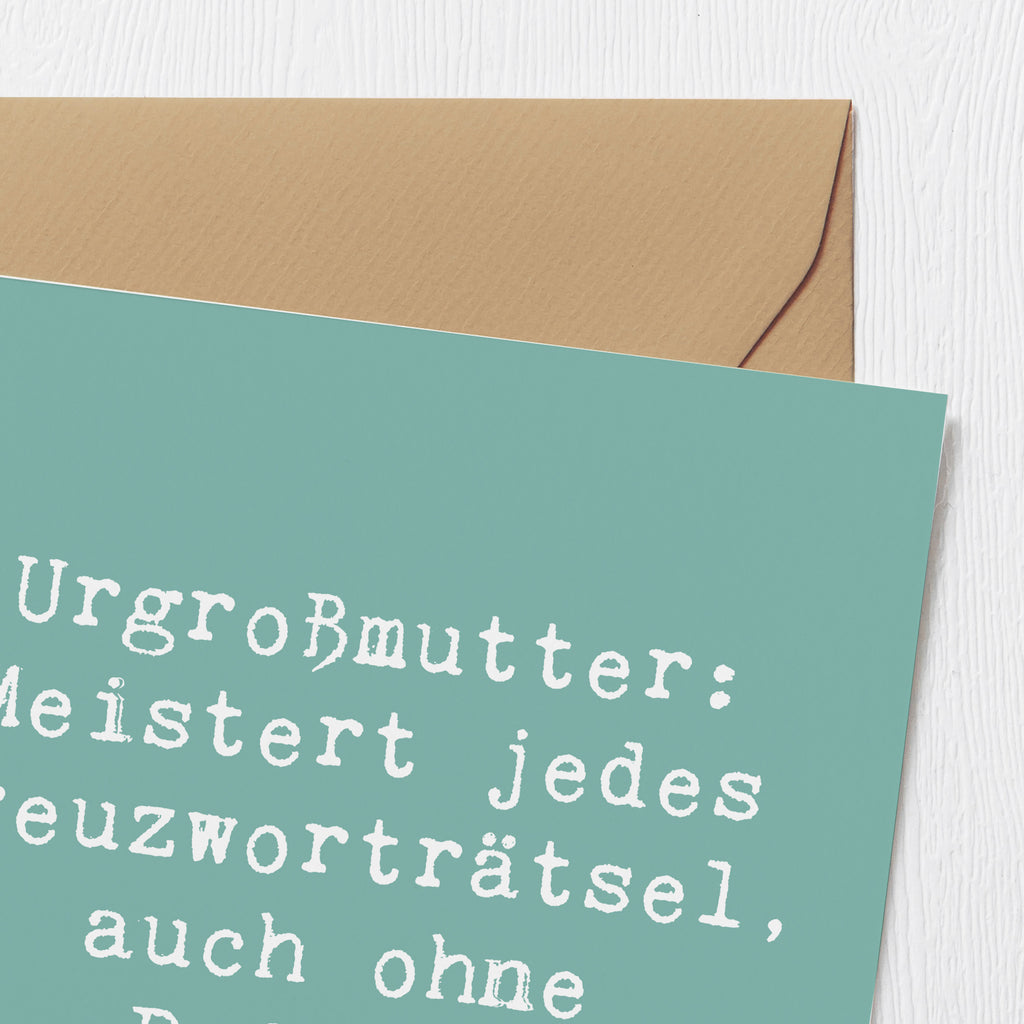 Deluxe Karte Spruch Urgroßmutter Genie Karte, Grußkarte, Klappkarte, Einladungskarte, Glückwunschkarte, Hochzeitskarte, Geburtstagskarte, Hochwertige Grußkarte, Hochwertige Klappkarte, Familie, Vatertag, Muttertag, Bruder, Schwester, Mama, Papa, Oma, Opa