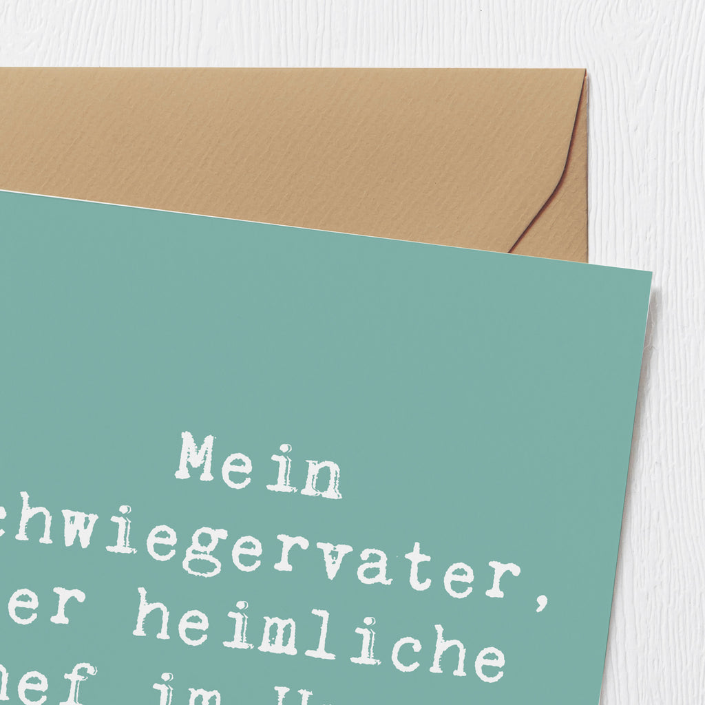 Deluxe Karte Spruch Schwiegervater Chef Karte, Grußkarte, Klappkarte, Einladungskarte, Glückwunschkarte, Hochzeitskarte, Geburtstagskarte, Hochwertige Grußkarte, Hochwertige Klappkarte, Familie, Vatertag, Muttertag, Bruder, Schwester, Mama, Papa, Oma, Opa