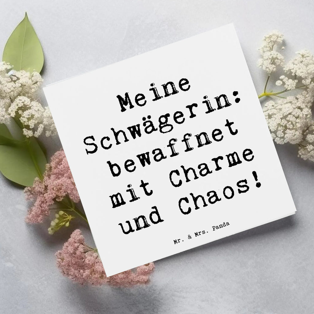 Deluxe Karte Spruch Schwägerin Charmant Chaos Karte, Grußkarte, Klappkarte, Einladungskarte, Glückwunschkarte, Hochzeitskarte, Geburtstagskarte, Hochwertige Grußkarte, Hochwertige Klappkarte, Familie, Vatertag, Muttertag, Bruder, Schwester, Mama, Papa, Oma, Opa