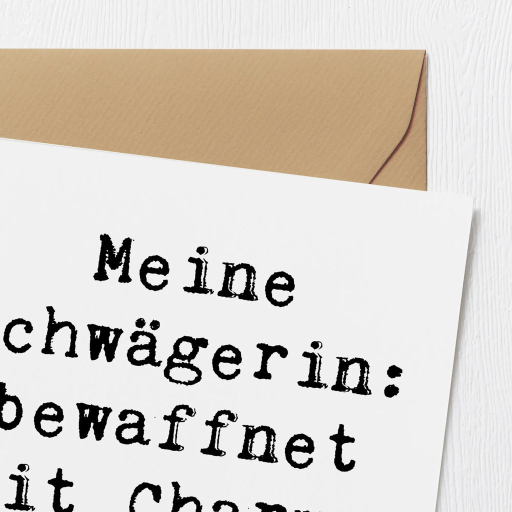 Deluxe Karte Spruch Schwägerin Charmant Chaos Karte, Grußkarte, Klappkarte, Einladungskarte, Glückwunschkarte, Hochzeitskarte, Geburtstagskarte, Hochwertige Grußkarte, Hochwertige Klappkarte, Familie, Vatertag, Muttertag, Bruder, Schwester, Mama, Papa, Oma, Opa