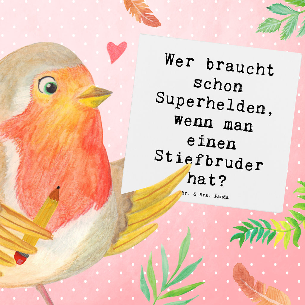 Deluxe Karte Spruch Stiefbruder Held Karte, Grußkarte, Klappkarte, Einladungskarte, Glückwunschkarte, Hochzeitskarte, Geburtstagskarte, Hochwertige Grußkarte, Hochwertige Klappkarte, Familie, Vatertag, Muttertag, Bruder, Schwester, Mama, Papa, Oma, Opa