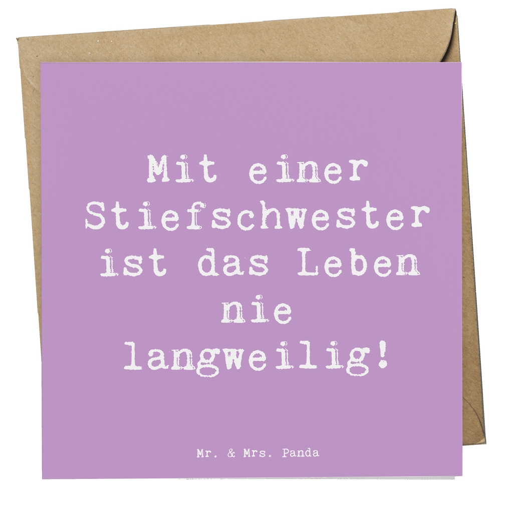 Deluxe Karte Spruch Stiefschwester Abenteuer Karte, Grußkarte, Klappkarte, Einladungskarte, Glückwunschkarte, Hochzeitskarte, Geburtstagskarte, Hochwertige Grußkarte, Hochwertige Klappkarte, Familie, Vatertag, Muttertag, Bruder, Schwester, Mama, Papa, Oma, Opa