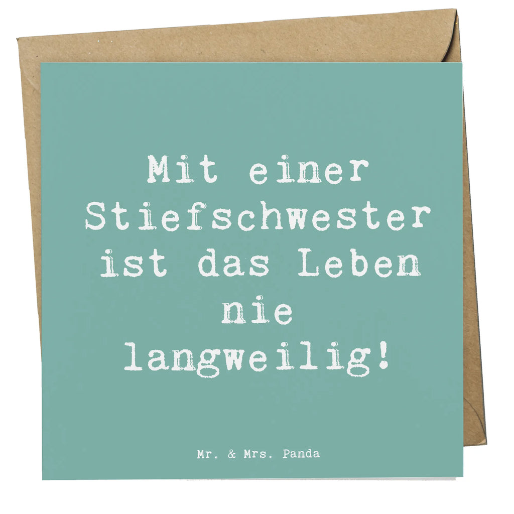 Deluxe Karte Spruch Stiefschwester Abenteuer Karte, Grußkarte, Klappkarte, Einladungskarte, Glückwunschkarte, Hochzeitskarte, Geburtstagskarte, Hochwertige Grußkarte, Hochwertige Klappkarte, Familie, Vatertag, Muttertag, Bruder, Schwester, Mama, Papa, Oma, Opa