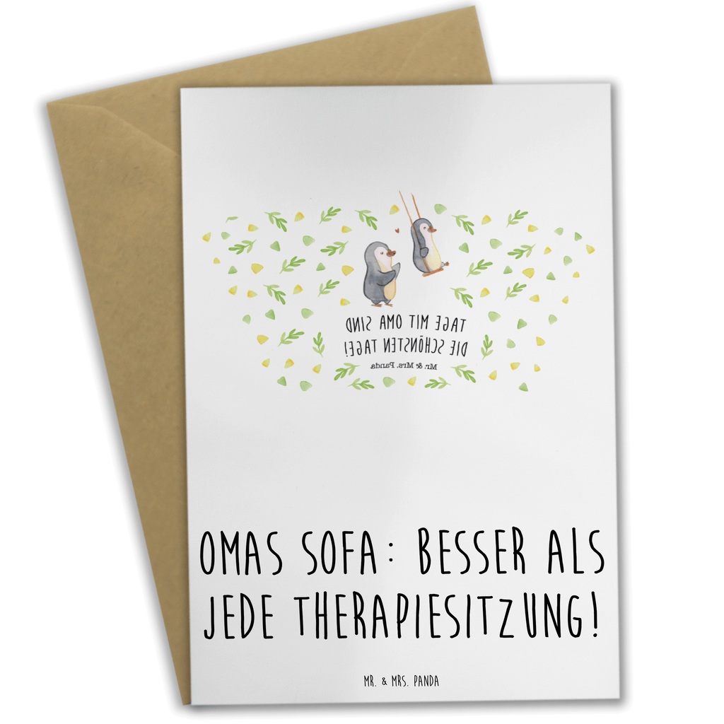 Grußkarte Omas Sofa: besser als jede Therapiesitzung! Grußkarte, Klappkarte, Einladungskarte, Glückwunschkarte, Hochzeitskarte, Geburtstagskarte, Karte, Ansichtskarten, Familie, Vatertag, Muttertag, Bruder, Schwester, Mama, Papa, Oma, Opa