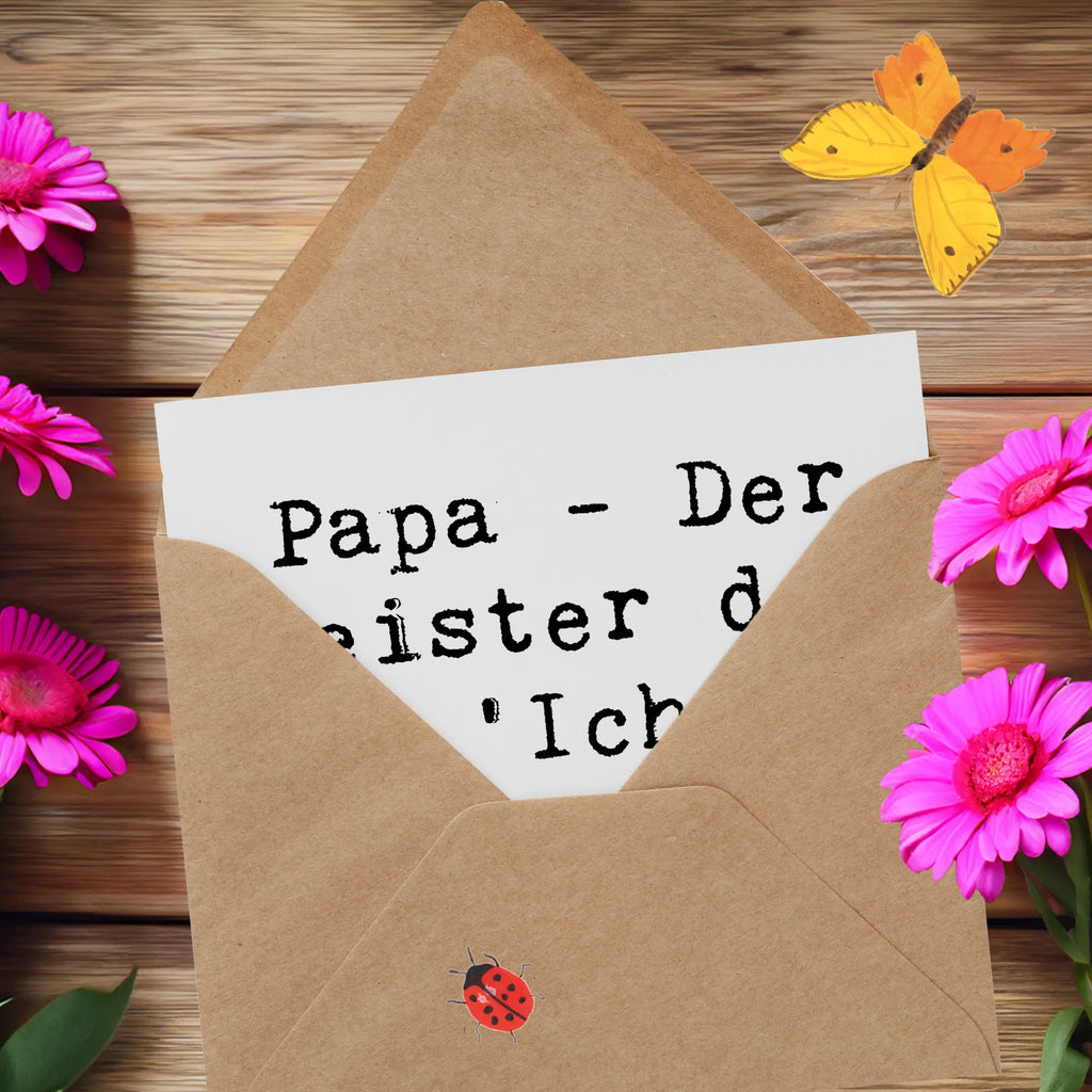 Deluxe Karte Spruch Papa Meister Karte, Grußkarte, Klappkarte, Einladungskarte, Glückwunschkarte, Hochzeitskarte, Geburtstagskarte, Hochwertige Grußkarte, Hochwertige Klappkarte, Familie, Vatertag, Muttertag, Bruder, Schwester, Mama, Papa, Oma, Opa