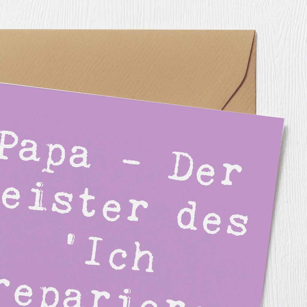 Deluxe Karte Spruch Papa Meister Karte, Grußkarte, Klappkarte, Einladungskarte, Glückwunschkarte, Hochzeitskarte, Geburtstagskarte, Hochwertige Grußkarte, Hochwertige Klappkarte, Familie, Vatertag, Muttertag, Bruder, Schwester, Mama, Papa, Oma, Opa