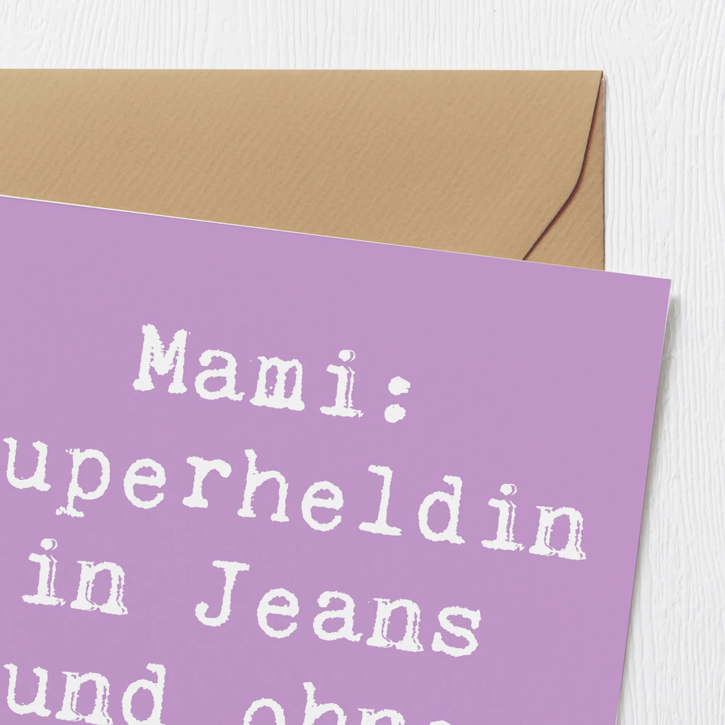 Deluxe Karte Spruch Mami Superheldin Karte, Grußkarte, Klappkarte, Einladungskarte, Glückwunschkarte, Hochzeitskarte, Geburtstagskarte, Hochwertige Grußkarte, Hochwertige Klappkarte, Familie, Vatertag, Muttertag, Bruder, Schwester, Mama, Papa, Oma, Opa