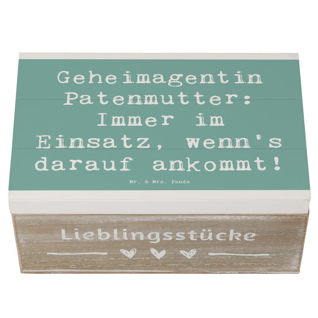 Holzkiste Spruch Geheimagentin Patenmutter Holzkiste, Kiste, Schatzkiste, Truhe, Schatulle, XXL, Erinnerungsbox, Erinnerungskiste, Dekokiste, Aufbewahrungsbox, Geschenkbox, Geschenkdose, Familie, Vatertag, Muttertag, Bruder, Schwester, Mama, Papa, Oma, Opa