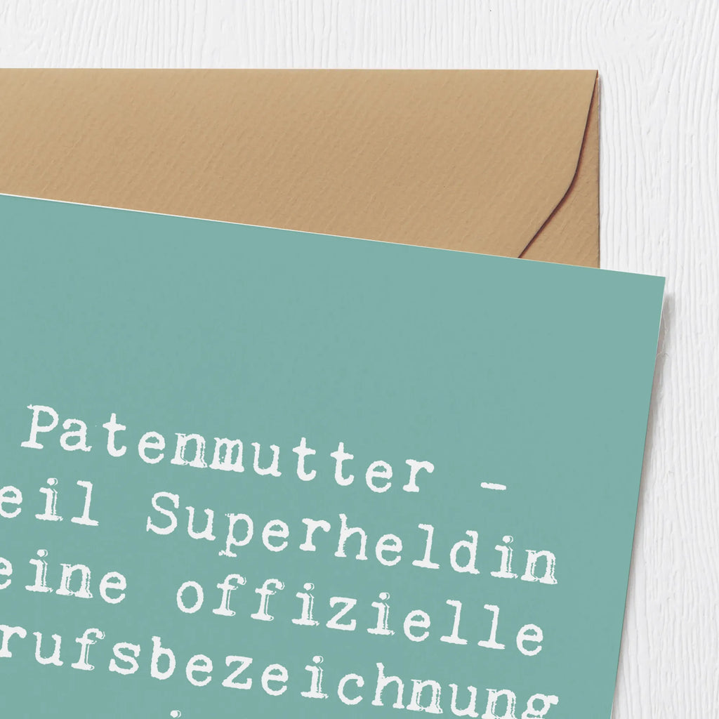 Deluxe Karte Spruch Patenmutter Superheldin Karte, Grußkarte, Klappkarte, Einladungskarte, Glückwunschkarte, Hochzeitskarte, Geburtstagskarte, Hochwertige Grußkarte, Hochwertige Klappkarte, Familie, Vatertag, Muttertag, Bruder, Schwester, Mama, Papa, Oma, Opa