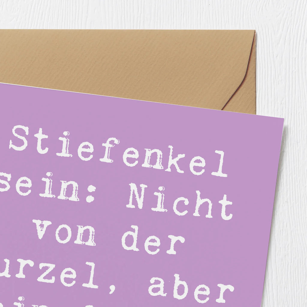 Deluxe Karte Spruch Stiefenkel Karte, Grußkarte, Klappkarte, Einladungskarte, Glückwunschkarte, Hochzeitskarte, Geburtstagskarte, Hochwertige Grußkarte, Hochwertige Klappkarte, Familie, Vatertag, Muttertag, Bruder, Schwester, Mama, Papa, Oma, Opa