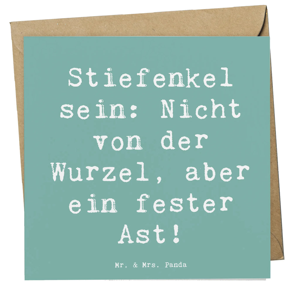 Deluxe Karte Spruch Stiefenkel Karte, Grußkarte, Klappkarte, Einladungskarte, Glückwunschkarte, Hochzeitskarte, Geburtstagskarte, Hochwertige Grußkarte, Hochwertige Klappkarte, Familie, Vatertag, Muttertag, Bruder, Schwester, Mama, Papa, Oma, Opa