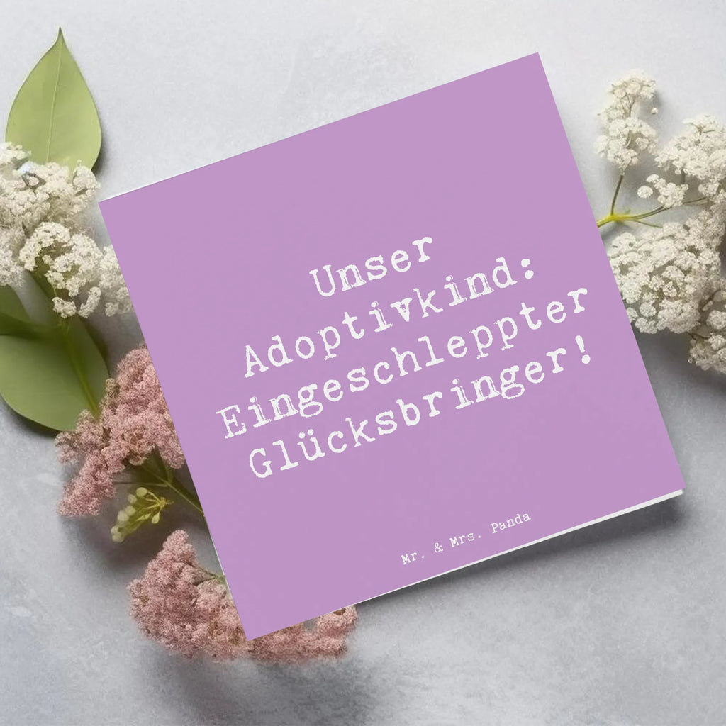 Deluxe Karte Spruch Adoptivkind Glücksbringer Karte, Grußkarte, Klappkarte, Einladungskarte, Glückwunschkarte, Hochzeitskarte, Geburtstagskarte, Hochwertige Grußkarte, Hochwertige Klappkarte, Familie, Vatertag, Muttertag, Bruder, Schwester, Mama, Papa, Oma, Opa