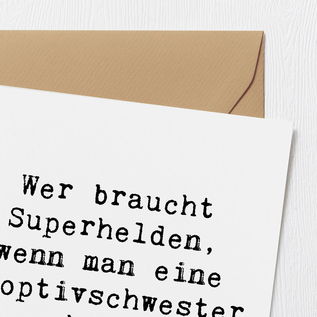 Deluxe Karte Spruch Adoptivschwester Heldin Karte, Grußkarte, Klappkarte, Einladungskarte, Glückwunschkarte, Hochzeitskarte, Geburtstagskarte, Hochwertige Grußkarte, Hochwertige Klappkarte, Familie, Vatertag, Muttertag, Bruder, Schwester, Mama, Papa, Oma, Opa