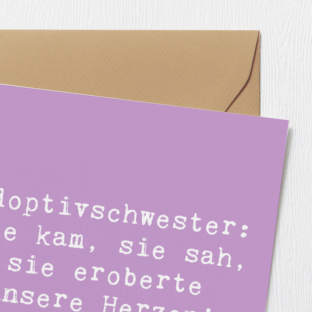 Deluxe Karte Spruch Adoptivschwester Herz Karte, Grußkarte, Klappkarte, Einladungskarte, Glückwunschkarte, Hochzeitskarte, Geburtstagskarte, Hochwertige Grußkarte, Hochwertige Klappkarte, Familie, Vatertag, Muttertag, Bruder, Schwester, Mama, Papa, Oma, Opa