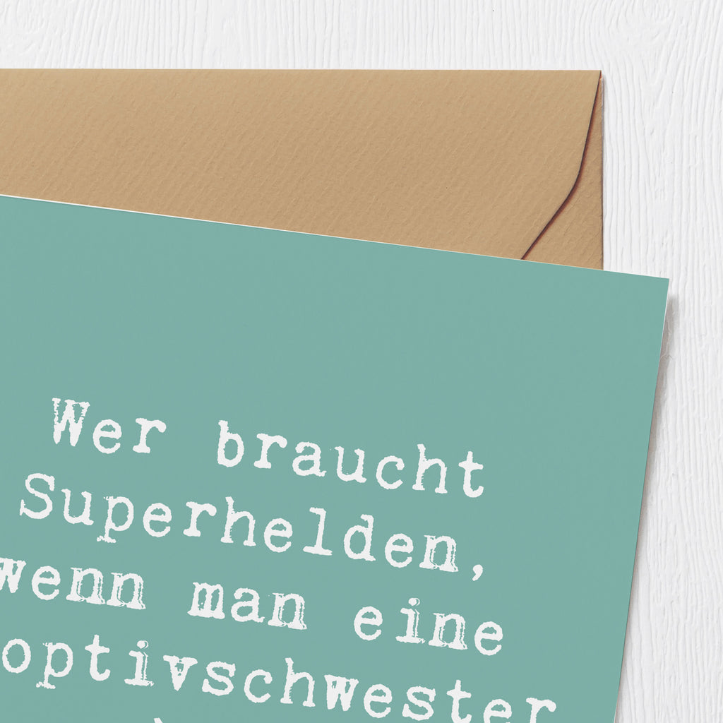 Deluxe Karte Spruch Adoptivschwester Heldin Karte, Grußkarte, Klappkarte, Einladungskarte, Glückwunschkarte, Hochzeitskarte, Geburtstagskarte, Hochwertige Grußkarte, Hochwertige Klappkarte, Familie, Vatertag, Muttertag, Bruder, Schwester, Mama, Papa, Oma, Opa