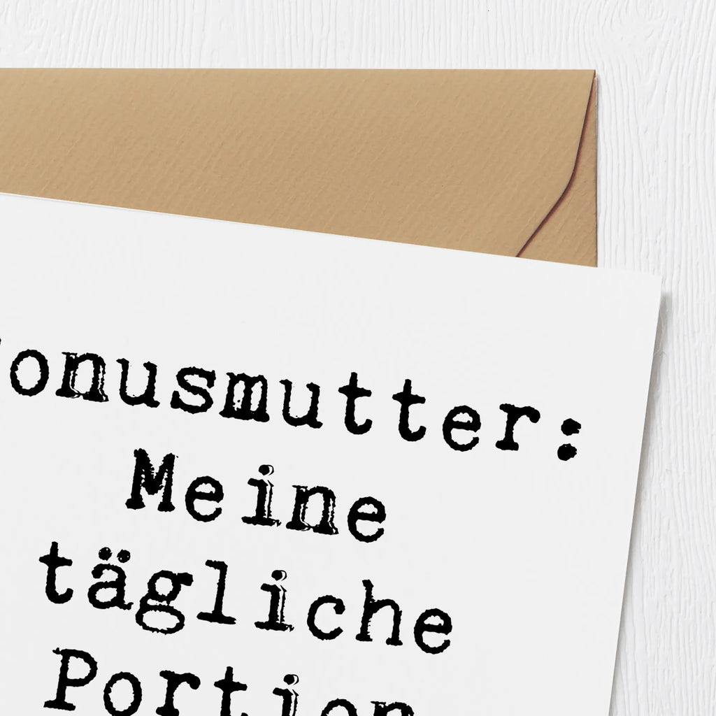 Deluxe Karte Spruch Bonusmutter Glück Karte, Grußkarte, Klappkarte, Einladungskarte, Glückwunschkarte, Hochzeitskarte, Geburtstagskarte, Hochwertige Grußkarte, Hochwertige Klappkarte, Familie, Vatertag, Muttertag, Bruder, Schwester, Mama, Papa, Oma, Opa