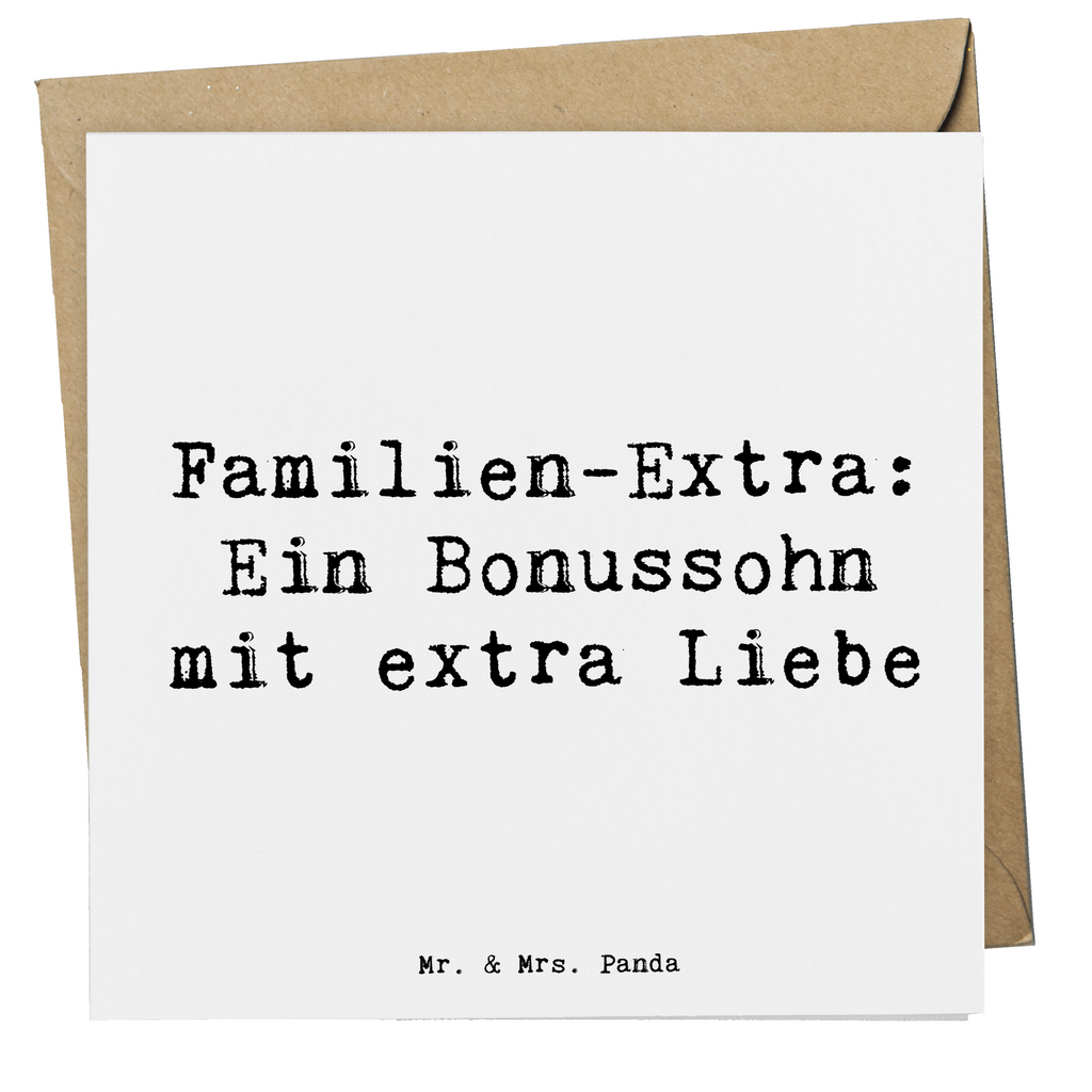 Deluxe Karte Spruch Bonussohn Liebe Karte, Grußkarte, Klappkarte, Einladungskarte, Glückwunschkarte, Hochzeitskarte, Geburtstagskarte, Hochwertige Grußkarte, Hochwertige Klappkarte, Familie, Vatertag, Muttertag, Bruder, Schwester, Mama, Papa, Oma, Opa