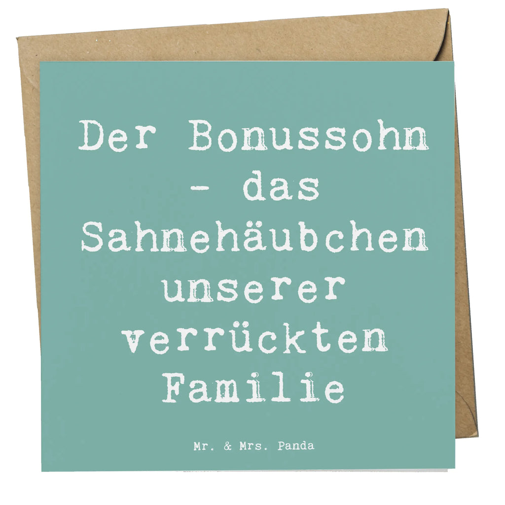 Deluxe Karte Spruch Der Bonussohn Karte, Grußkarte, Klappkarte, Einladungskarte, Glückwunschkarte, Hochzeitskarte, Geburtstagskarte, Hochwertige Grußkarte, Hochwertige Klappkarte, Familie, Vatertag, Muttertag, Bruder, Schwester, Mama, Papa, Oma, Opa