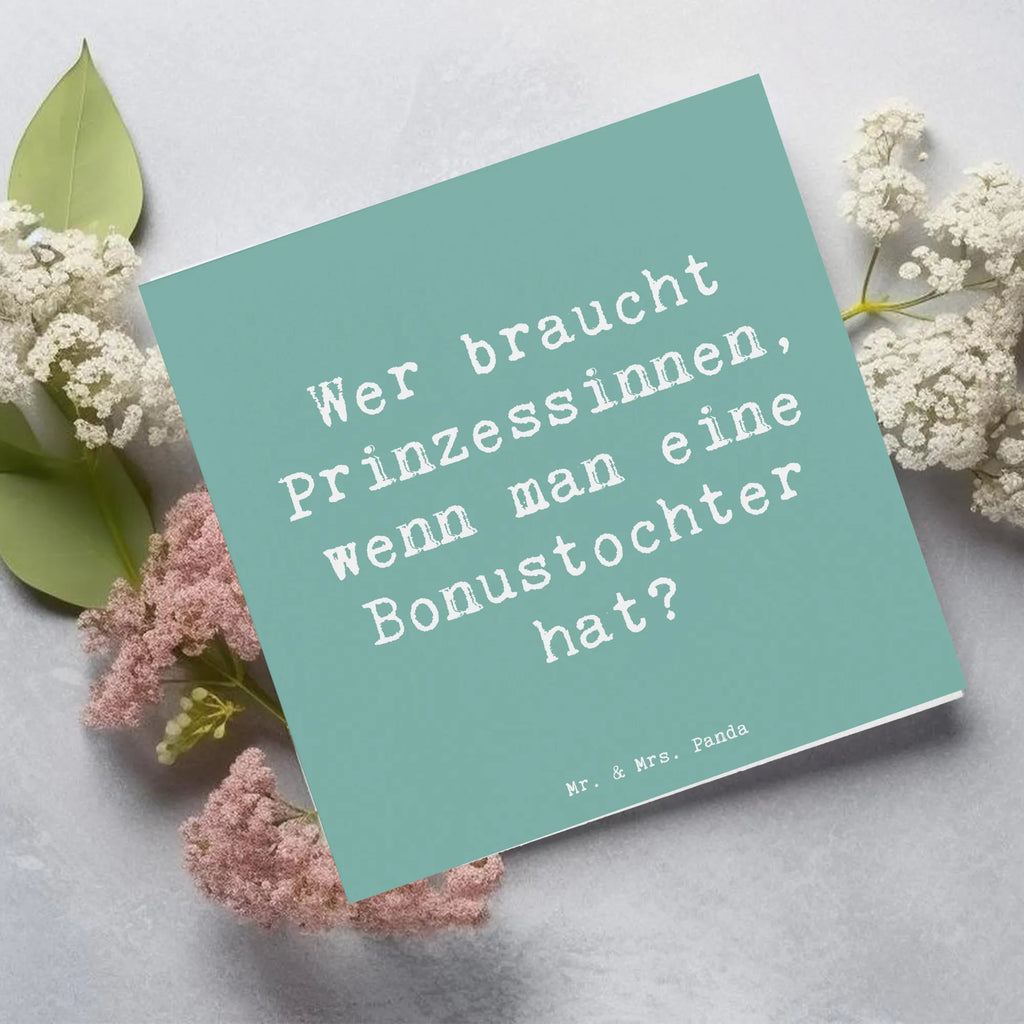 Deluxe Karte Spruch Bonustochter Karte, Grußkarte, Klappkarte, Einladungskarte, Glückwunschkarte, Hochzeitskarte, Geburtstagskarte, Hochwertige Grußkarte, Hochwertige Klappkarte, Familie, Vatertag, Muttertag, Bruder, Schwester, Mama, Papa, Oma, Opa