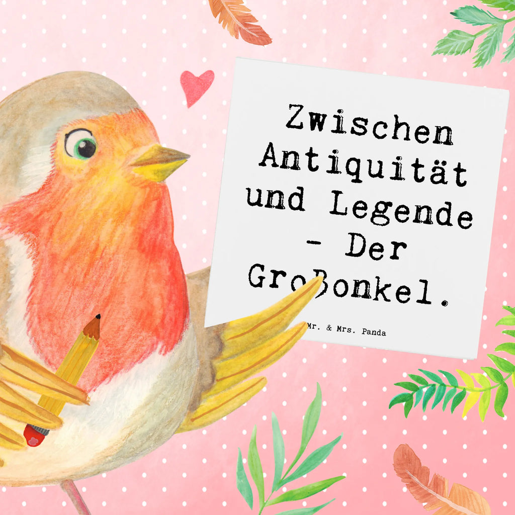 Deluxe Karte Spruch Zwischen Antiquität und Legende - Der Großonkel. Karte, Grußkarte, Klappkarte, Einladungskarte, Glückwunschkarte, Hochzeitskarte, Geburtstagskarte, Hochwertige Grußkarte, Hochwertige Klappkarte, Familie, Vatertag, Muttertag, Bruder, Schwester, Mama, Papa, Oma, Opa