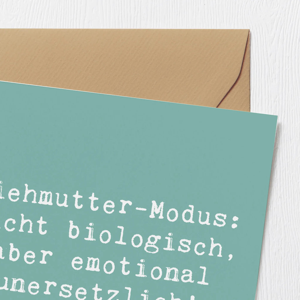 Deluxe Karte Spruch Ziehmutter Modus Karte, Grußkarte, Klappkarte, Einladungskarte, Glückwunschkarte, Hochzeitskarte, Geburtstagskarte, Hochwertige Grußkarte, Hochwertige Klappkarte, Familie, Vatertag, Muttertag, Bruder, Schwester, Mama, Papa, Oma, Opa