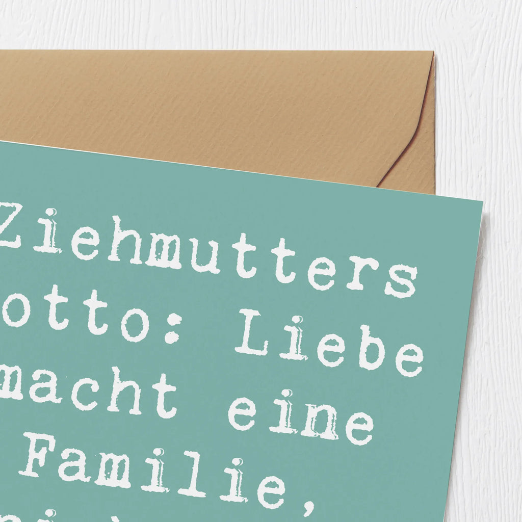 Deluxe Karte Spruch Ziehmutter Liebe Karte, Grußkarte, Klappkarte, Einladungskarte, Glückwunschkarte, Hochzeitskarte, Geburtstagskarte, Hochwertige Grußkarte, Hochwertige Klappkarte, Familie, Vatertag, Muttertag, Bruder, Schwester, Mama, Papa, Oma, Opa