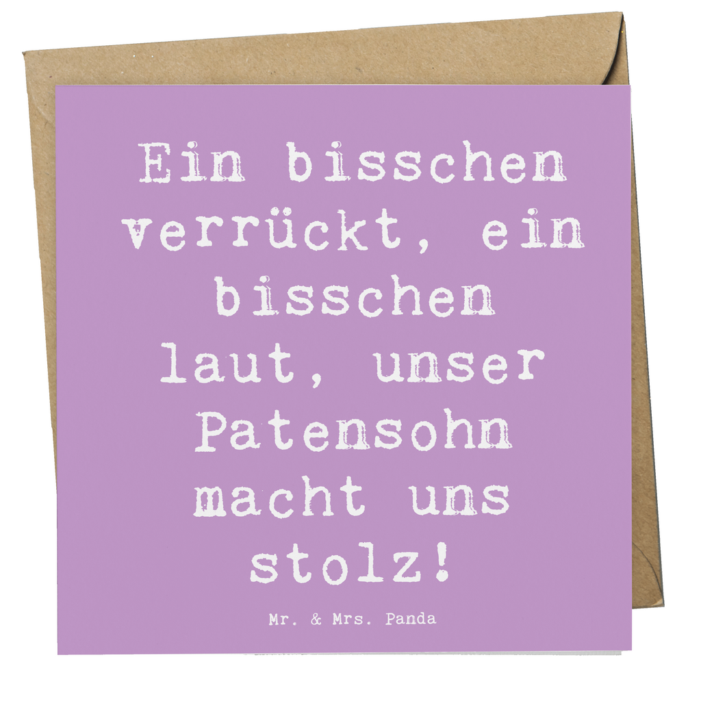 Deluxe Karte Spruch Stolzer Patensohn Karte, Grußkarte, Klappkarte, Einladungskarte, Glückwunschkarte, Hochzeitskarte, Geburtstagskarte, Hochwertige Grußkarte, Hochwertige Klappkarte, Familie, Vatertag, Muttertag, Bruder, Schwester, Mama, Papa, Oma, Opa