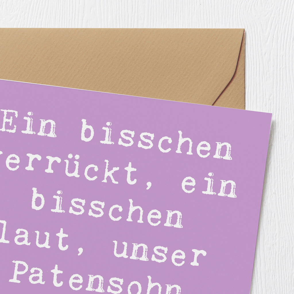 Deluxe Karte Spruch Stolzer Patensohn Karte, Grußkarte, Klappkarte, Einladungskarte, Glückwunschkarte, Hochzeitskarte, Geburtstagskarte, Hochwertige Grußkarte, Hochwertige Klappkarte, Familie, Vatertag, Muttertag, Bruder, Schwester, Mama, Papa, Oma, Opa