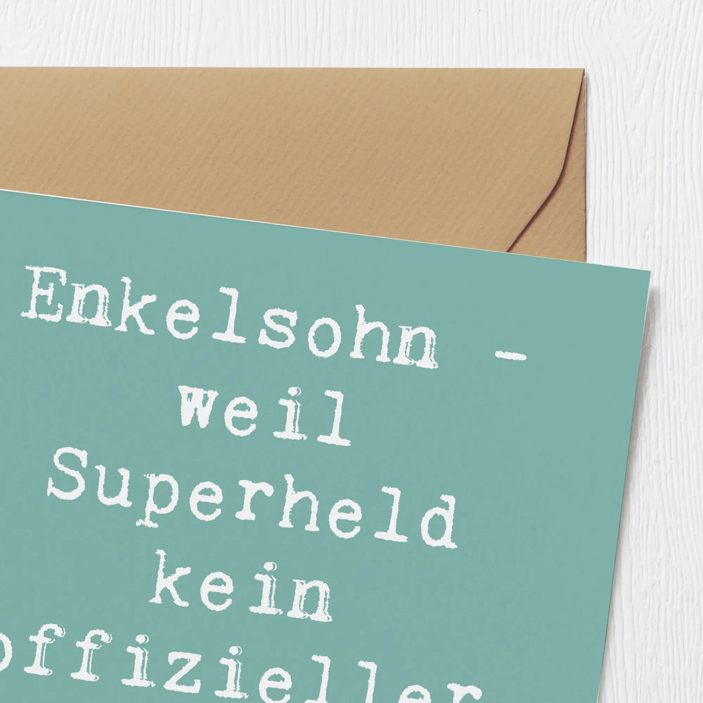 Deluxe Karte Spruch Enkelsohn Held Karte, Grußkarte, Klappkarte, Einladungskarte, Glückwunschkarte, Hochzeitskarte, Geburtstagskarte, Hochwertige Grußkarte, Hochwertige Klappkarte, Familie, Vatertag, Muttertag, Bruder, Schwester, Mama, Papa, Oma, Opa