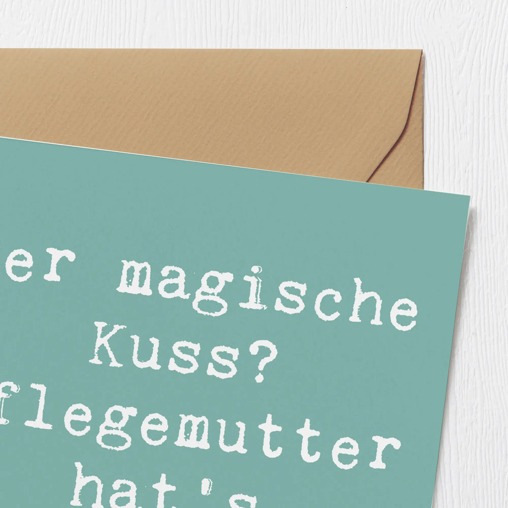 Deluxe Karte Spruch Pflegemutter Kuss Karte, Grußkarte, Klappkarte, Einladungskarte, Glückwunschkarte, Hochzeitskarte, Geburtstagskarte, Hochwertige Grußkarte, Hochwertige Klappkarte, Familie, Vatertag, Muttertag, Bruder, Schwester, Mama, Papa, Oma, Opa