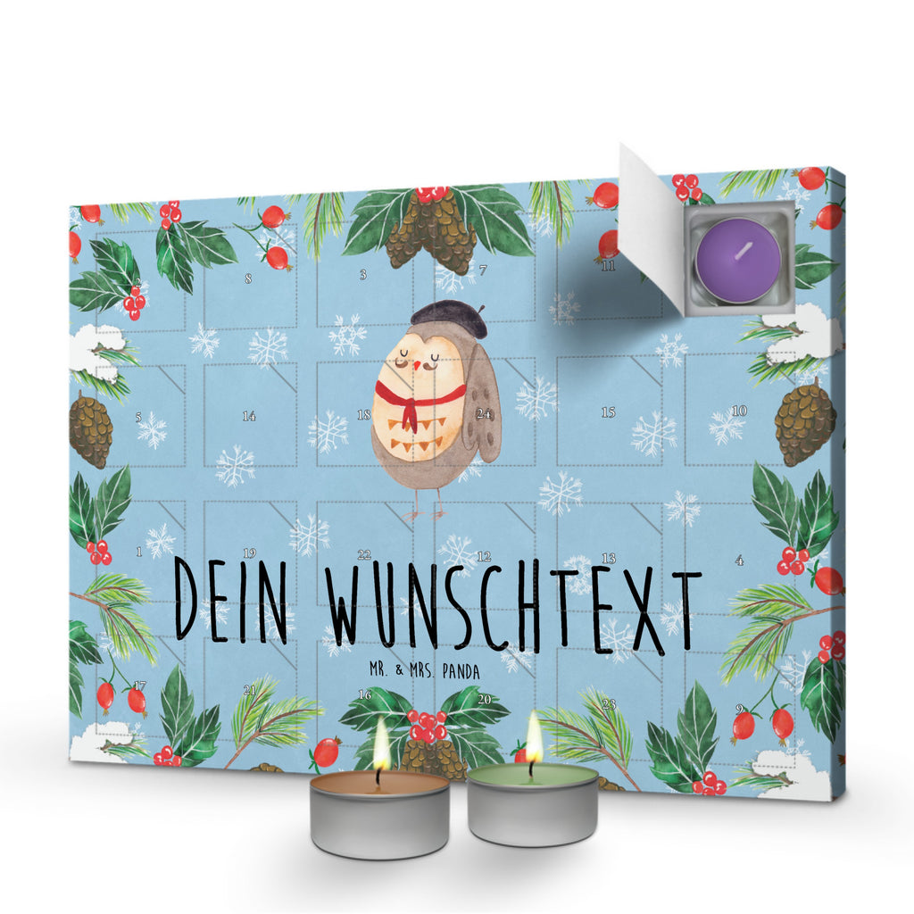 Personalisierter Duftkerzen Adventskalender Eule Frankreich Personalisierter Duftkerzen Adventskalender, Eule, Eulen, Eule Deko, Owl, hibou, La vie est belle, das Leben ist schön, Spruch schön, Spruch Französisch, Frankreich