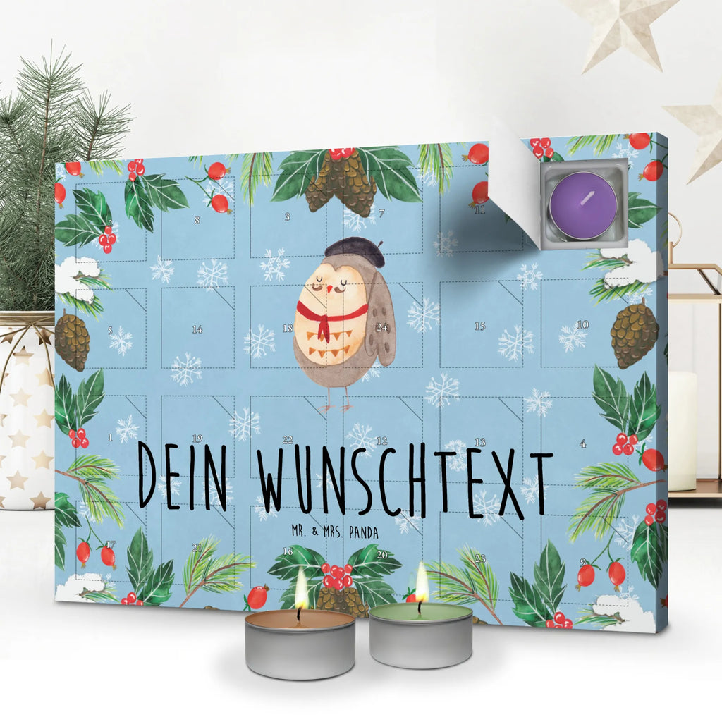 Personalisierter Duftkerzen Adventskalender Eule Frankreich Personalisierter Duftkerzen Adventskalender, Eule, Eulen, Eule Deko, Owl, hibou, La vie est belle, das Leben ist schön, Spruch schön, Spruch Französisch, Frankreich