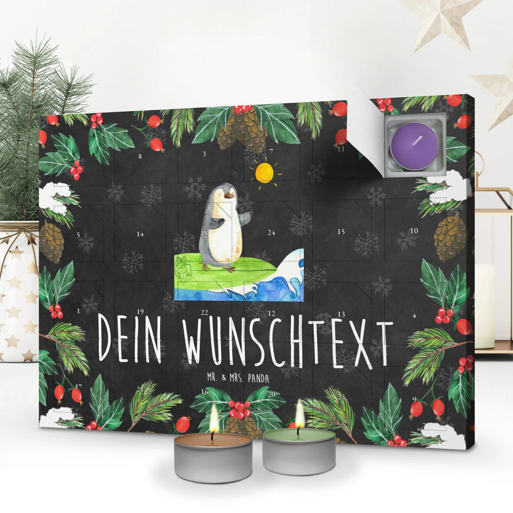 Personalisierter Duftkerzen Adventskalender Pinguin Surfer Personalisierter Duftkerzen Adventskalender, Pinguin, Pinguine, surfen, Surfer, Hawaii, Urlaub, Wellen, Wellen reiten, Portugal