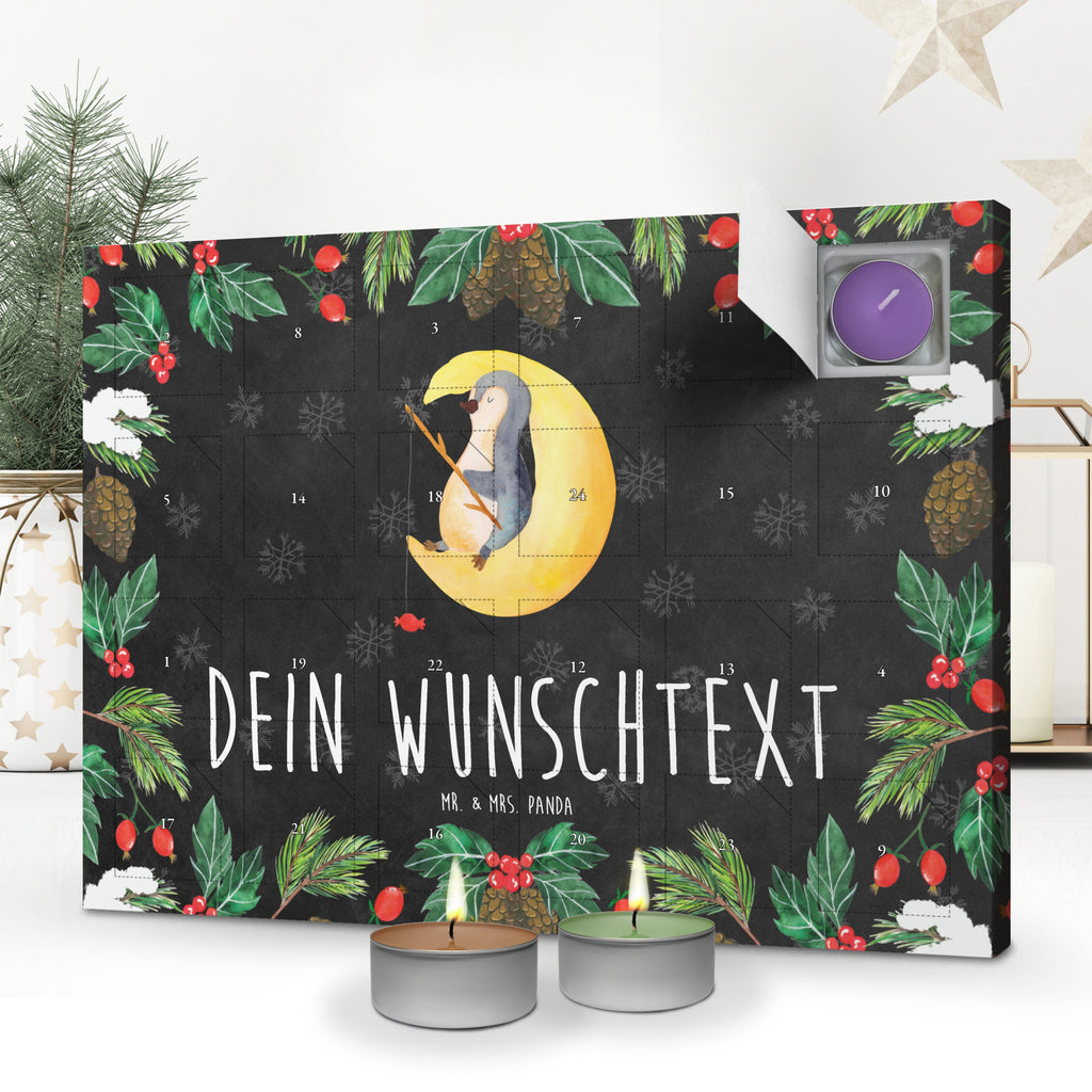 Personalisierter Duftkerzen Adventskalender Pinguin Mond Personalisierter Duftkerzen Adventskalender, Pinguin, Pinguine, Spruch, schlafen, Nachtruhe, Einschlafen, Schlafzimmer, Schlafstörungen, Gästezimmer